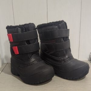 Kids Black Winter Velcro Boots